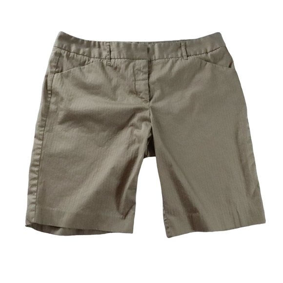 DAISY FUENTES Shorts Women's Casual Classic Fit Striped Chinos Brown 14 - Picture 1 of 10